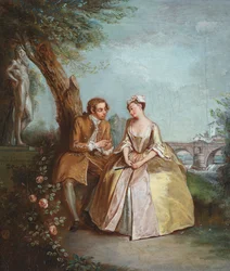 Conversation Piece, avagy szerelmesek a parkban, 1727 körül (olaj, vászon)