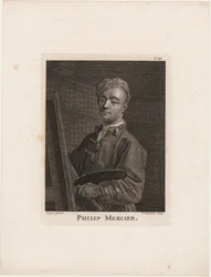 Philip Mercier, Horace Walpole "Anekdoták a festészetről" című művéből, Thomas Chambars (1724-89) metszete, 1770 körül.
