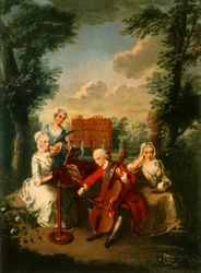 Frederick Louis herceg, Wales hercege, csellón játszik a Kew-palotában, 1733-1750, 1942.