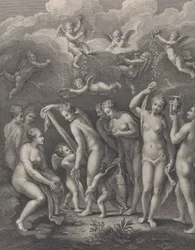 Héra, Aphrodité és Athéné a szépségversenyre készülnek P... előtt, kb. 1729-40.