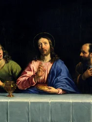 Az utolsó vacsora „La petite cene” részlet. Philippe de Champaigne (1602-1674) festménye (Ec. Flam.) Méret 0,80 x 1,49 m Párizs. Louvre múzeum