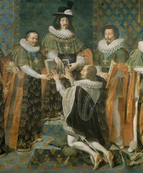 XIII. Lajos üdvözli Longueville hercegét a Szentlélek Rendjében, Philippe de Champaigne (1602-1674) festménye, Franciaország