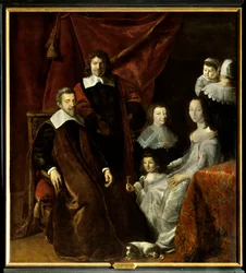 Henri Louis (Henri-Louis) Habert de Montmort (Montmor) (1600-1679) családja, jobb oldalon Henriette-Marie de Buade de Frontenac (Henriette Marie de Buade-Frontenac) (meghalt 1676-ban). Philippe De Champaigne (1602-1674) festménye. Olajfestmény. kötelező