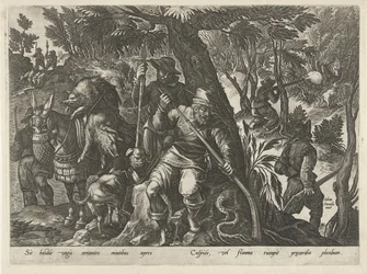 Zwijnenjacht met geweren Jachttaferelen (sorozat címe) Amelyben mindenféle vadászat, madártartás és horgászat (sorozat címe)