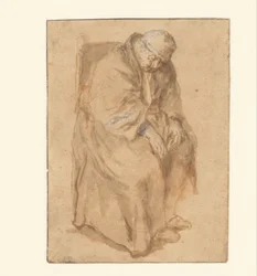 Joost van den Vondel, egy széken alszik
