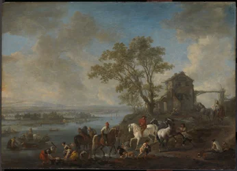 Lovas tavacska egy folyón, 1662-1663 körül (olaj, tábla)