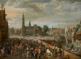 Kilátás a Grote Markt-ra Lierben, 17. század eleje.
