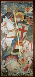 Szent György megöli a sárkányt, háttérben Una imádkozik, 1904 (hímzés) (lásd még: 141949 és 51)