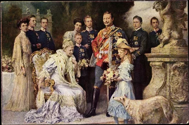 Artist Ak Wilhelm II. császár, Auguste Viktoria, Viktoria Luise, agár, Poroszország (fekete-fehér fotó)