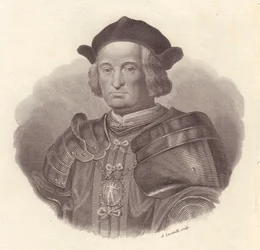 Gian Giacomo Trivulzio (1440-1518) itáliai hadvezér és politikus portréja, metszette Locatelli