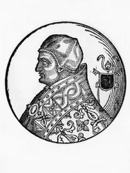 Sabinianus (meghalt 606-ban), a katolikus egyház 65. pápájának portréja 604-ből, metszet