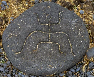 Kőmetszet, Puako Petroglyph régészeti körzet, Hawaii szigete, Egyesült Államok