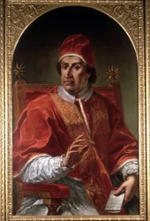 XI. Clément (1649-1721) portréja, Pier Leone Ghezzi. Római Múzeum. Róma