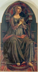 Remény, az erényeket ábrázoló panelsorozatból, amelyet a Kereskedői Céh-terem tanácstermébe terveztek, 1469 (tempera a panelen)