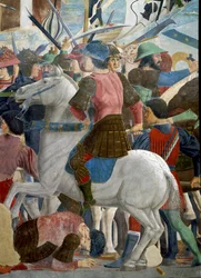 Az Igaz Kereszt legendája, Hérakleiosz és Khoszroész csatája, befejezve 1464-ben (részlet)
