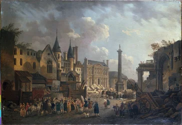 Vásári mulatság egy képzeletbeli párizsi kereszteződésben, 1770 körül (olaj, vászon)