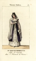 Mme. Ronzi-Debegnis in I Fuoruscit di Firenze, Theater Italien, 1819 (metszet)
