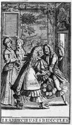 Moliere értékes nevetségessége (érintett fiatal hölgyek) Pierre Brissart metszetei az 1682-es kiadáshoz.