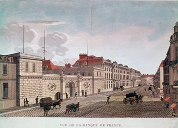 A Bank of France a párizsi Rue Croix-Petits-Champs-tól (metszet