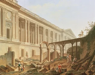 A Hotel de Bourbon lebontása és a Louvre oszlopsor megtisztítása, 1764 körül