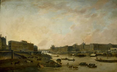 A Hôtel de la Monnaie és a Louvre a Pont-Neuf felől nézve, kb. 1800.