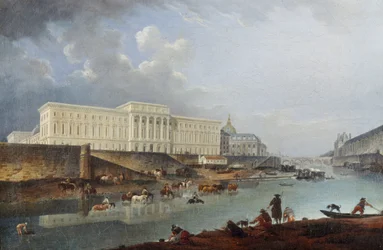 A Hôtel de la Monnaie, a Quai de Conti és a Szajna, a Pointe de la Cité felől nézve, 1777.