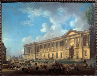 Az új degagee zsalu oszlopcsarnoka. Kilátás Párizsra. Pierre Demachy (1723-1807) festménye