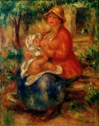 Aline Renoir szoptatja fiát