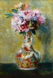 ""Csokor virág egy japán vázában"" (japonizmus) Pierre Auguste Renoir (1841-1919) festménye, 1878 Indianapolisi Művészeti Múzeum, Egyesült Államok