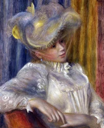 ""Kalapos nő"" Pierre Auguste Renoir (1841-1919) festménye, 1891 Méret: 56x46,5 cm Nemzeti Nyugati Művészeti Múzeum, Tokió