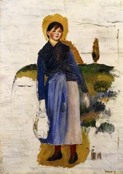 Piros harisnyás lány, 1886