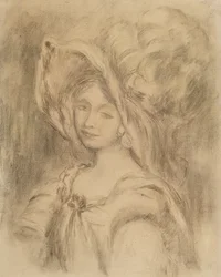 Dieterle asszony kalapban, 1896 körül (szén papíron)
