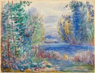 "Paysage de riviere" (Folyói táj) Pierre Auguste Renoir (1841-1919) akvarellje 1890 Méret: 25,4x33,8 cm Albertina, Bécs