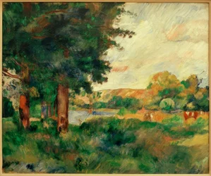 Ile de France tájképe nagy fákkal