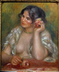 Gabrielle portréja rózsával (1878 - 1959). Pierre Auguste Renoir (1841-1919) festménye