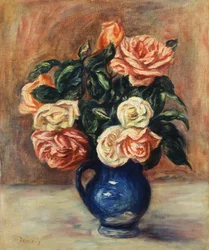 Rózsák kék vázában, 1900 körül