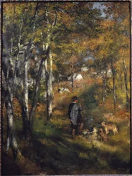 Jules Le Coeur festő kutyáival a fontainebleau-i erdőben Pierre-Auguste Renoir festménye (1841-1919) 1866 Méret: 105x79 cm Sao Paulo, Művészeti Múzeum, Brazília