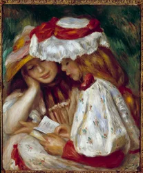 Két fiatal lány Pierre Auguste Renoir (1841-1919) festményét olvassa