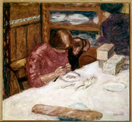 Belső nő elfoglalt hazai foltok. Pierre Bonnard (1867-1947) festménye 1914 Magángyűjtemény