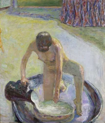 Guggoló akt a fürdőkádban, 1918