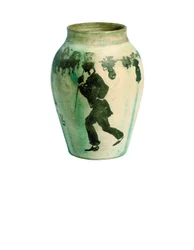 Kis váza: utcakép, 1894-95 körül (indiai tinta mázatlan, festett porcelán balusztervázán)