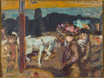 Helyezze el a Clichy lovakat és lányokat az erdőben, 1894 körül.