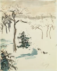 Téli táj, 1910 (wc és ceruza papíron)