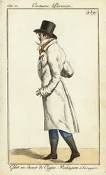 Fiatal dandy lovaskabátban, hattyús mellényben