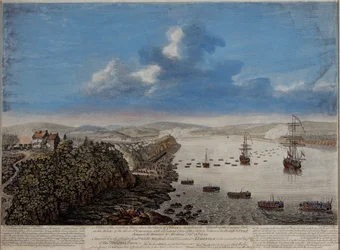A Quebec városa feletti leszállóhely képe, amely leírja a támadást... a Hauteurs ellen DE Abraham 1759. szeptember 13., 1760 körül