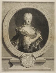 Christine-Caroline, Brandenbourg-Onoltzbach őrgrófjának, Würtemburgi Guillaume-Frédéric feleségének, 1694-1723 portréja