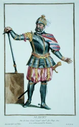 Merész Albert (1443-1500) Szászország hercege Receuil des Estampesből, aki a rangokat és a dignitákat képviseli, az összes létező nemzet viselete szerint, 1780-ban (kézzel színezett metszet)