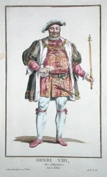 VIII. Henrik (1491-1547) Anglia királya (1509-47) a Receuil des Estampes-ből, a rangokat és a dignitákat képviselő, az összes létező nemzet viselete szerint, 1780-ban (kézzel színezett metszet)