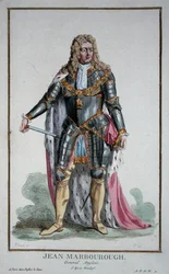 John Churchill (1650-1722) Marlborough hercege a "Receuil des Estampes, representant les Rangs et les Dignites, suivant le Costume de toutes les Nations existantes" című, 1780-ban megjelent kiadványból (kézzel színezett metszet).