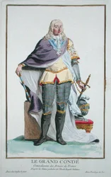 II. Lajos (1621-86) Conde 4. hercege a Receuil des Estampes-ből, a rangokat és a méltóságokat képviselő minden létező nemzet viselete szerint, 1780-ban (kézzel színezett metszet)